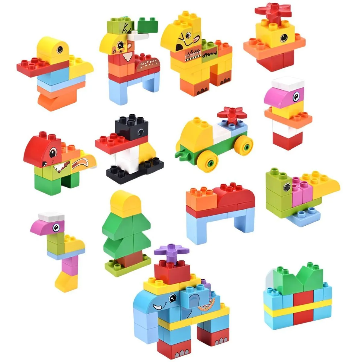 100Pieces Building Blocks Set Toddler Building Bricks Toys Animal Building