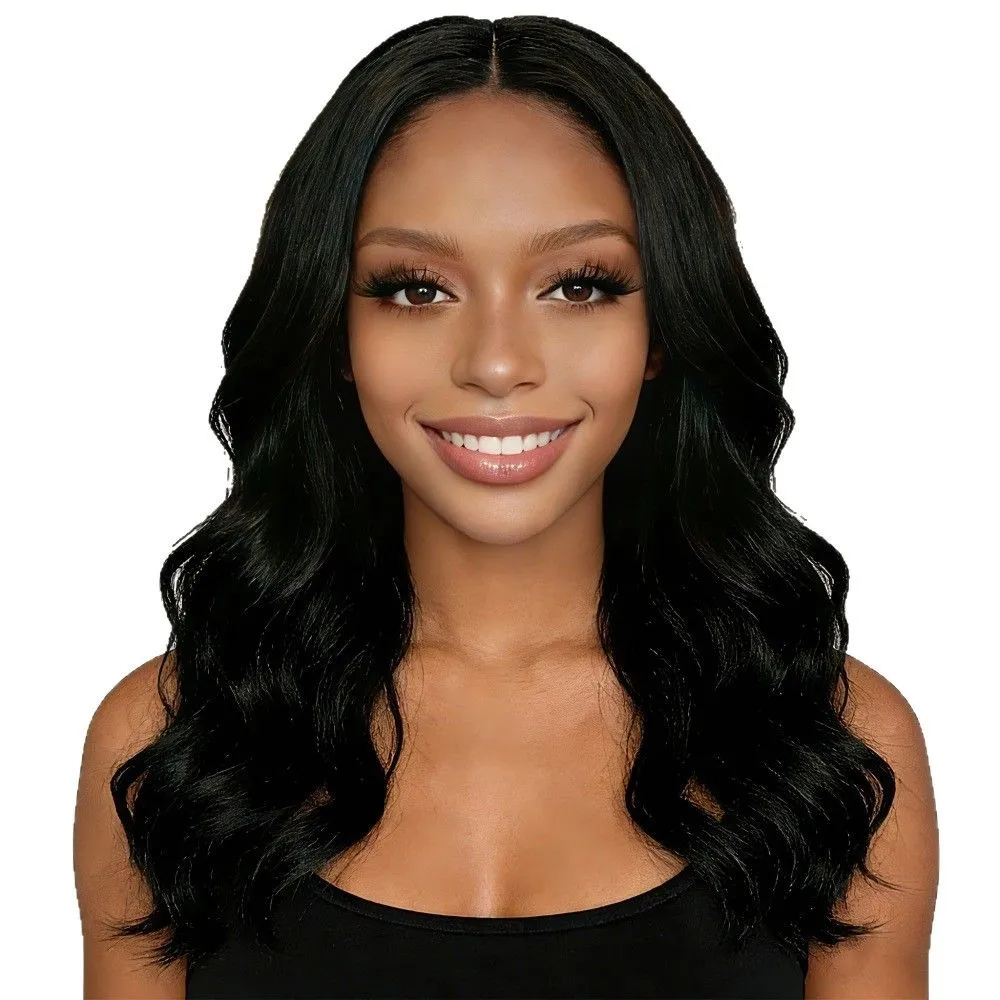 18 Inch Women's Wig Middle Part Medium Long Wavy Loose Curls