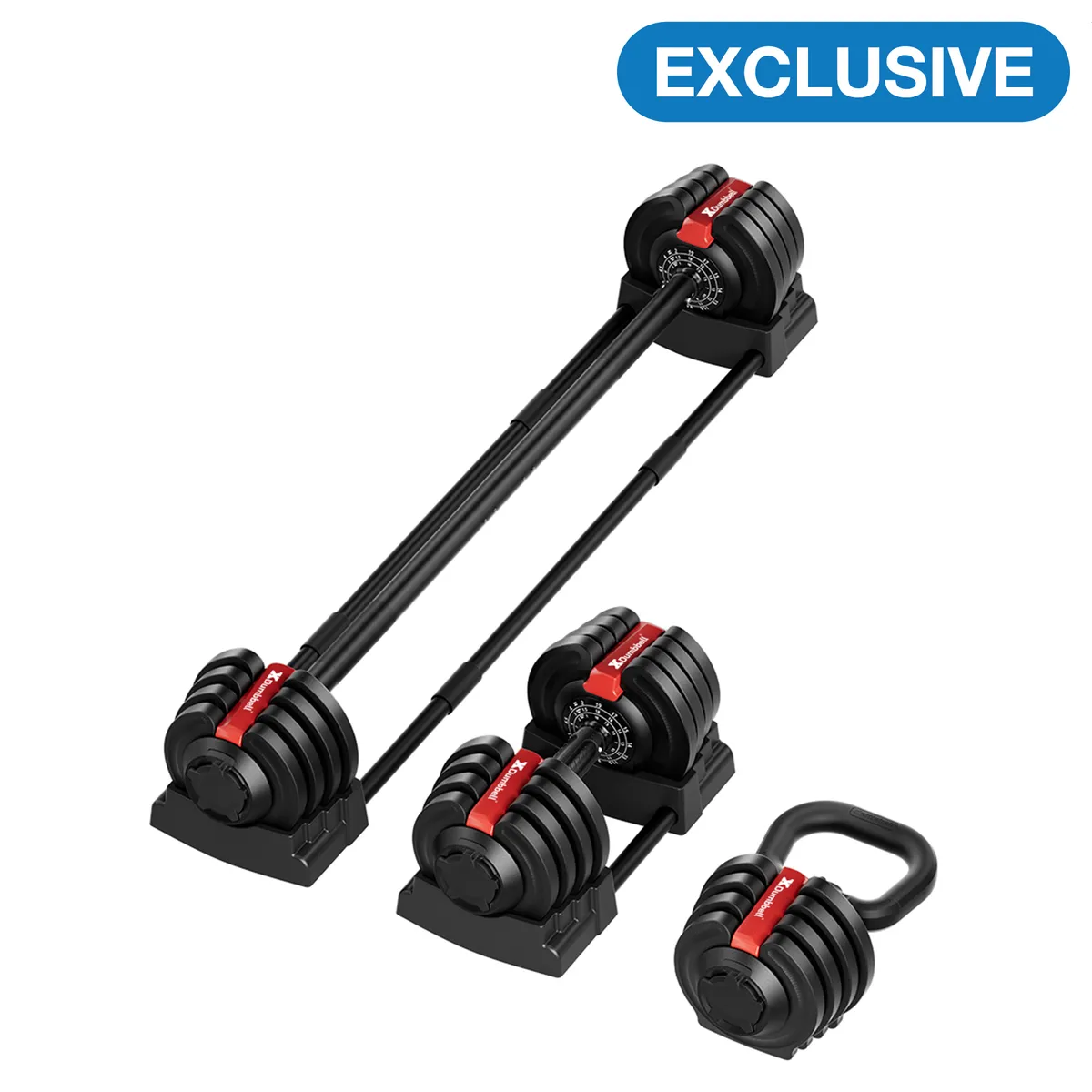 XDumbbell Patented 3-in-1 18KG Multi-Function Adjustable Dumbbell-Barbell-Kettlebell - 1.5 to 18KG …