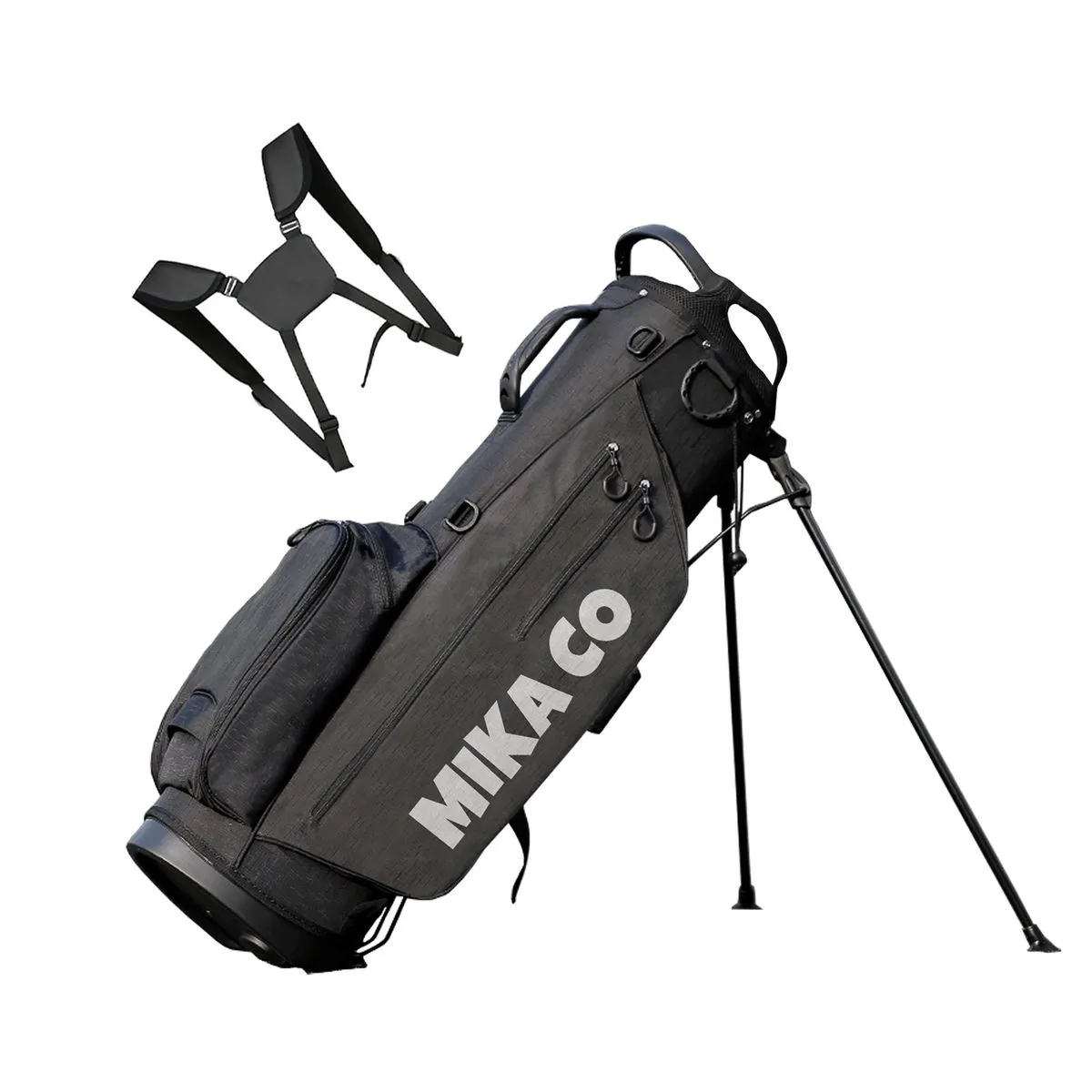 Lightweight and Portable Double Shoulder Golf Club Stand Gun Bag - Black