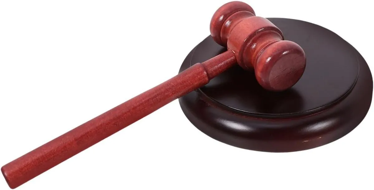 Wooden Judge Gavel Set with Sound Block Comfortable Grip Auction Hammer