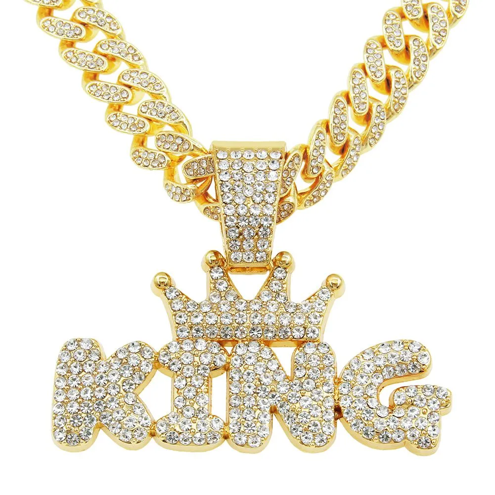 King Bling Men Gold Alloy Pendant Necklaces - Gold