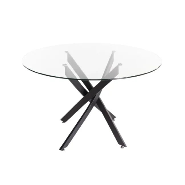 Modern Round Glass Dining Table - Black