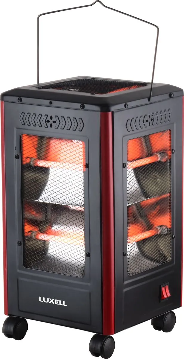 LUXELL - 5-Sided, 10 Bar Heater, Safety Switch - 2000W - LX-1502H - Black, Maroon