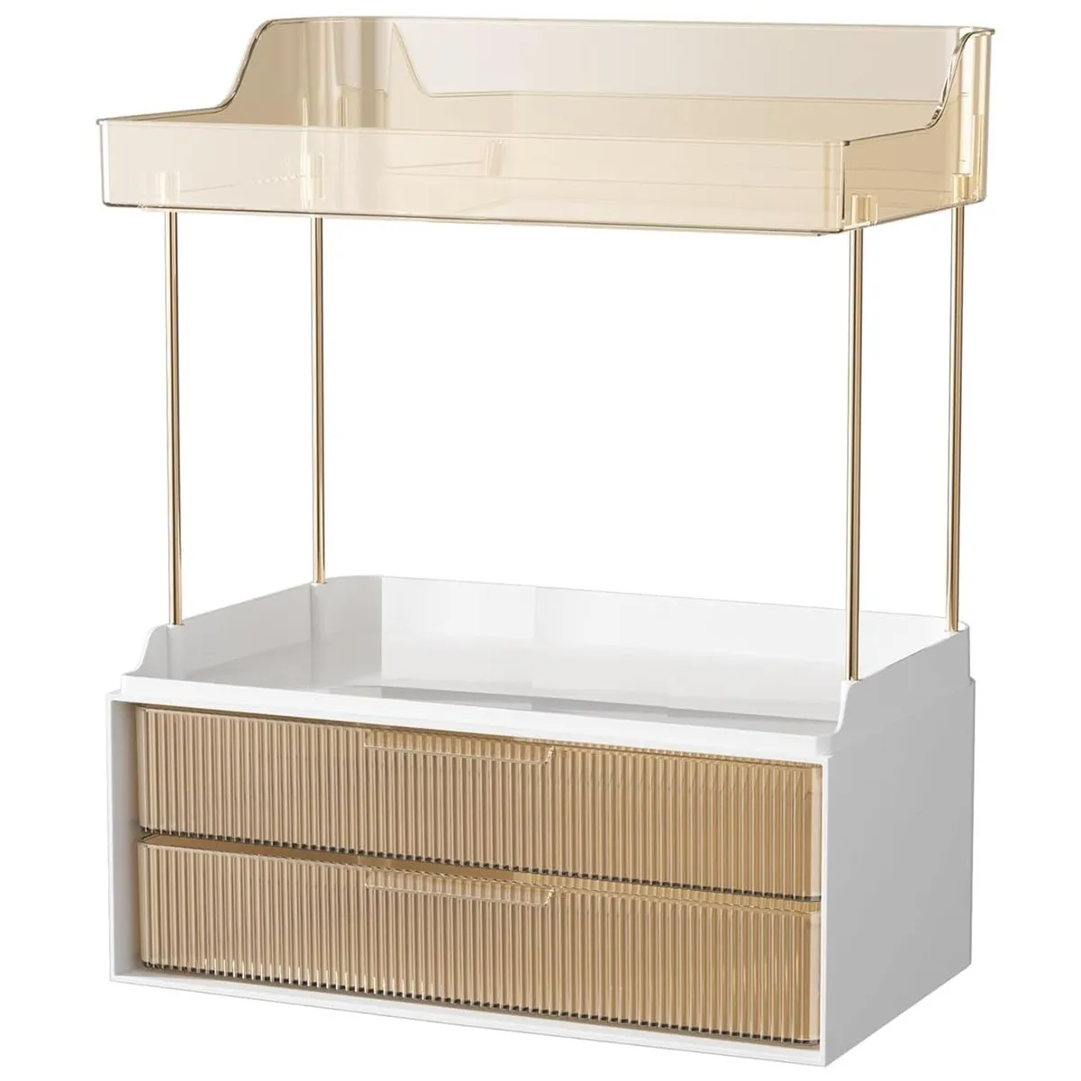 2-Tier 2-Drawer Bathroom Organiser Makeup Storage Valentines Gift For her - Amber