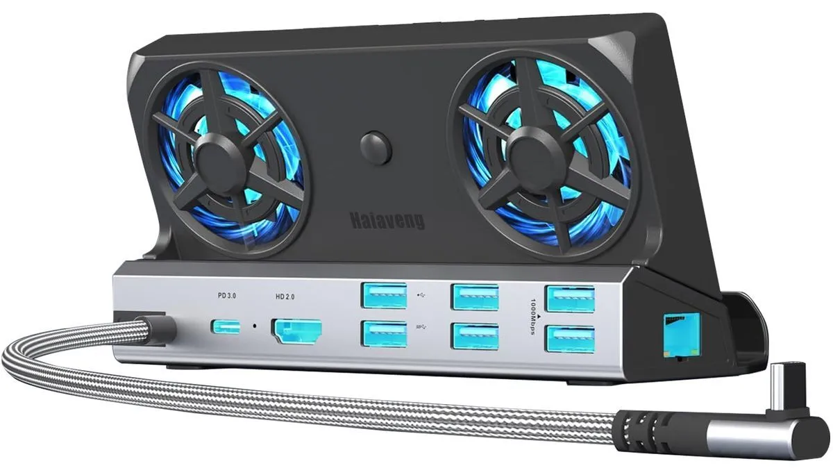 9-in-1 Docking Station for Steam Deck/Rog Ally/Legion Go Dual Cooling Fans