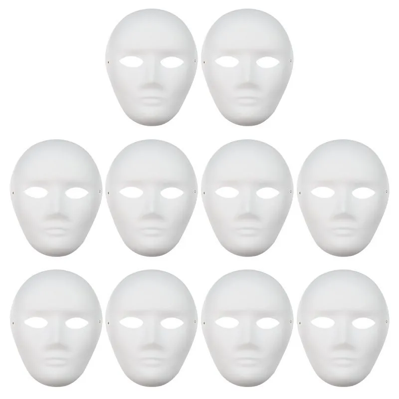 10PCS DIY White Paper Face Masks for Painting, Carnival Mask Cosplay Masks