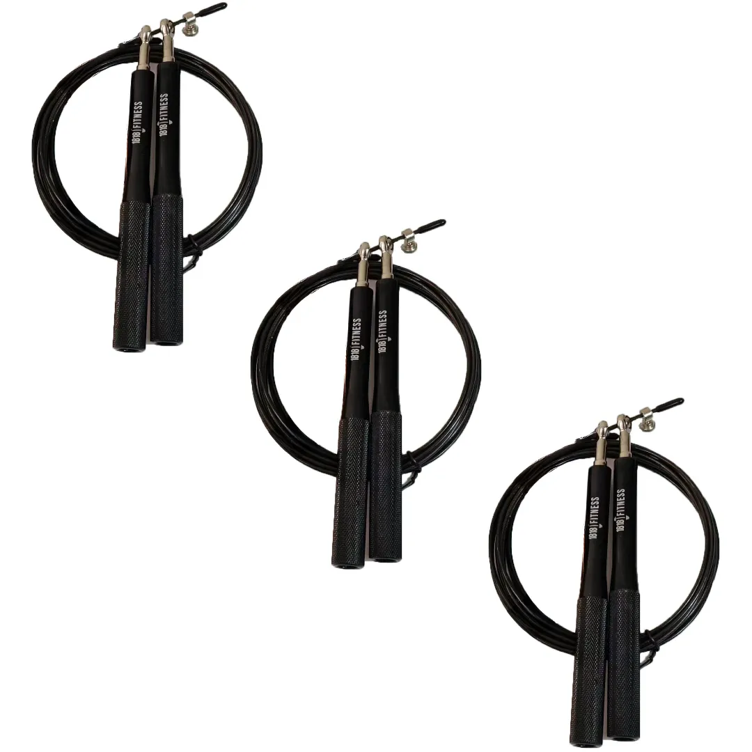 Thin Wire Jump Rope - 3 Pack - 1818 Fitness - Black
