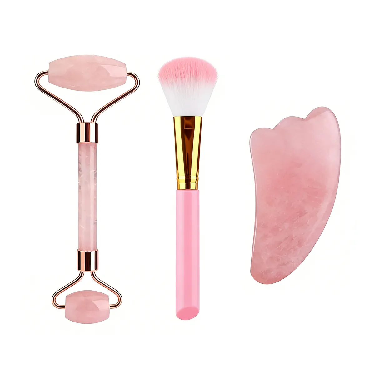 3 Set Jade Roller Scraping Tool for Facial Masks Skincare Accessory Brush