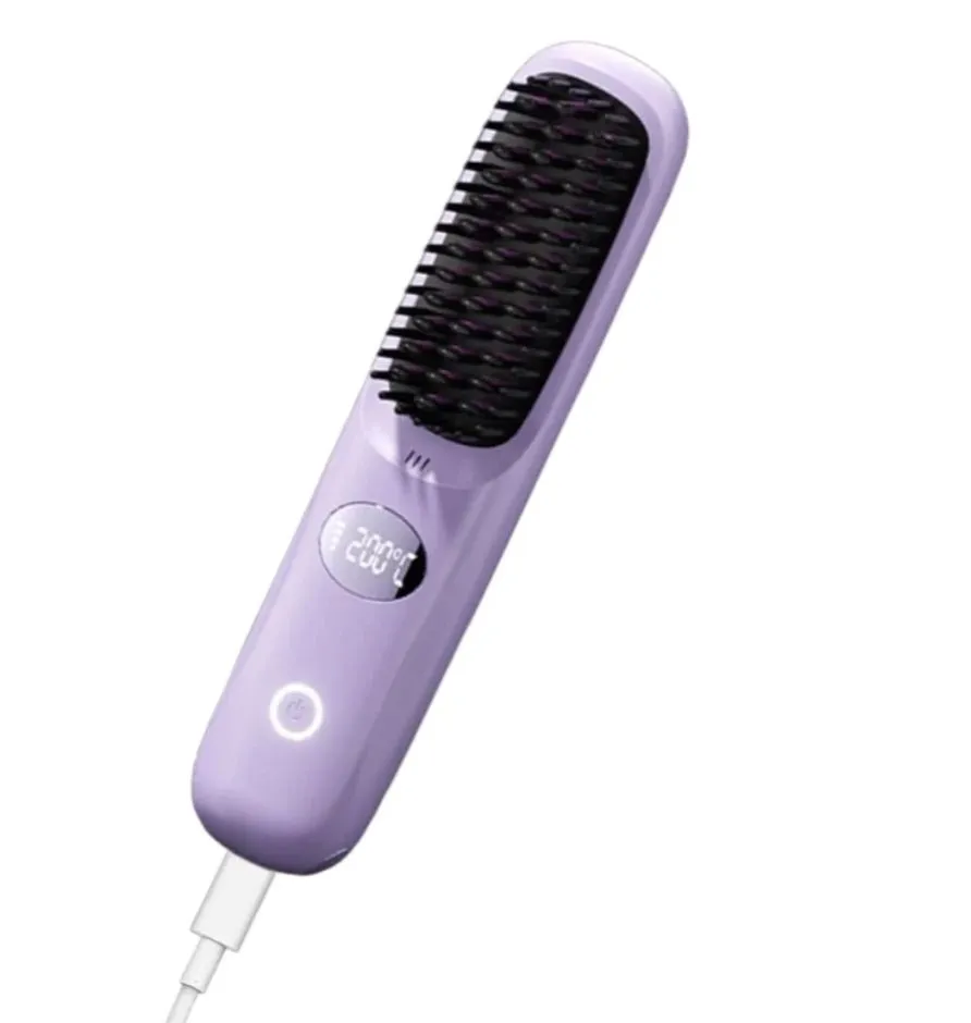 Cordless Ceramic Hair Straightener Brush for Short Hair
