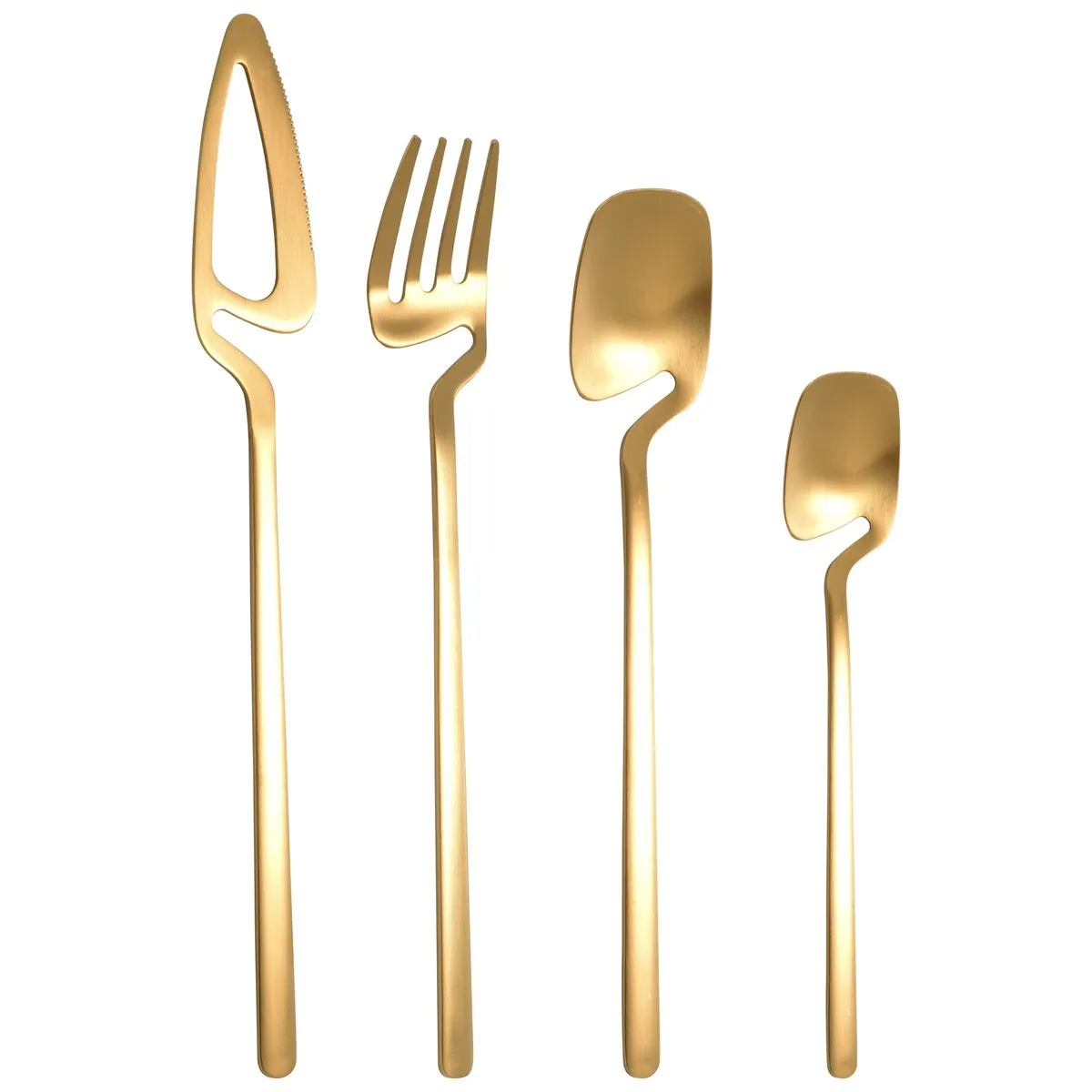 Stainless Steel Dinner Knife Fork Spoon Dinnerware Set (Gold 4 Pcs)