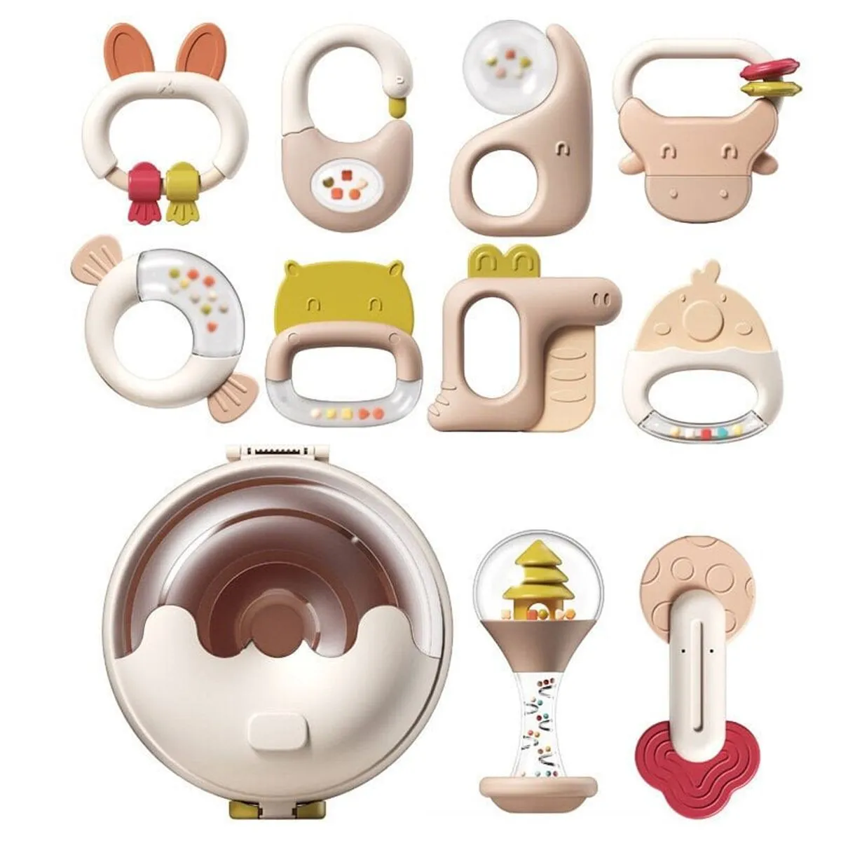 10-Piece Baby Teething Toy Set - Safe Rattles & Chew Toys
