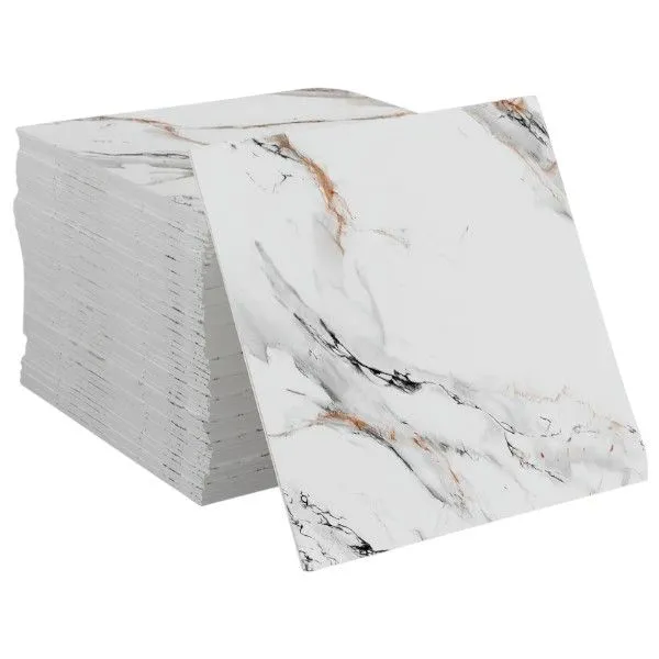 10 Piece - 30x30cm Waterproof Self-Adhesive Wall Tiles With Marble Look - Black & Red