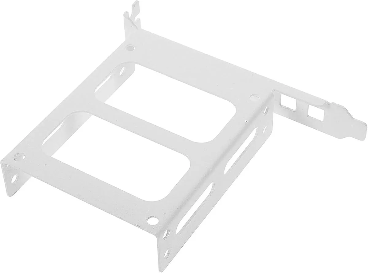 Metal PCI Slot Bracket Rear Panel Mount for 2.5-inch Hard Drives White