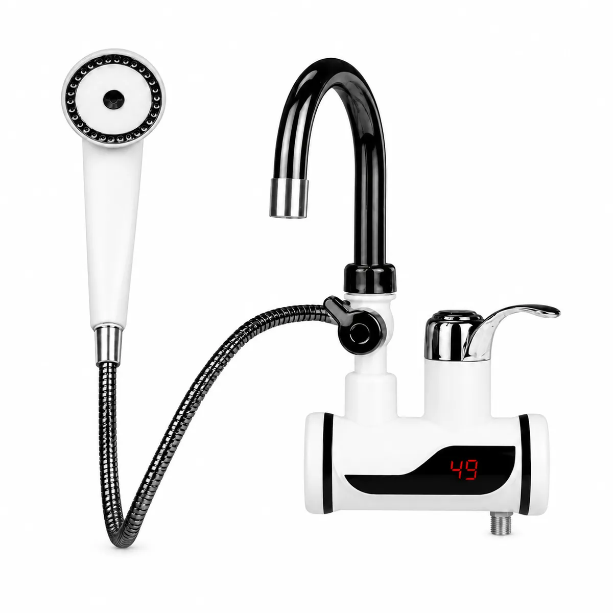 Instant Electric Hot Water Tap 21x11x27cm with LED Display & Hand Shower