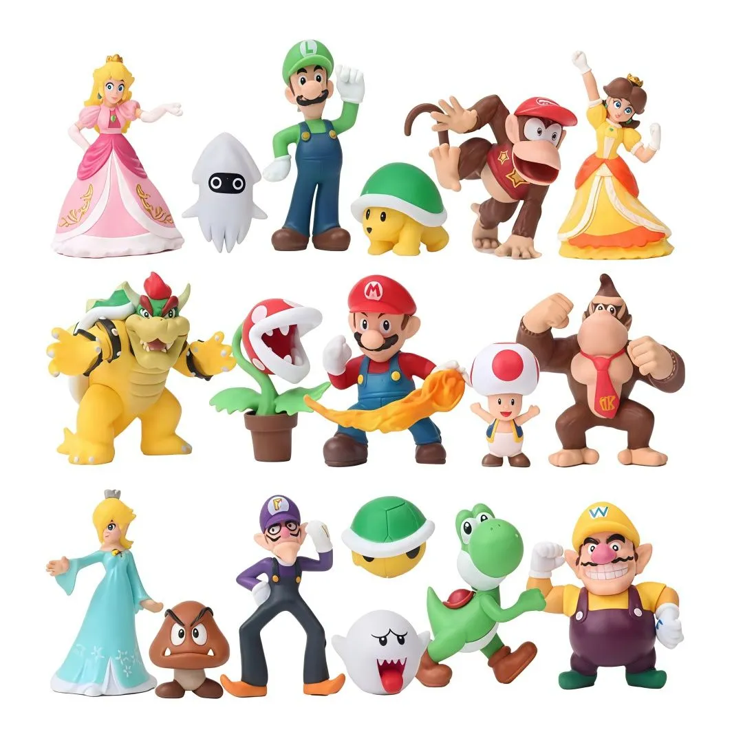 Kingdushi Super Mario Bros 18Piece Mini Figure Set, Pvc Collectible Toys