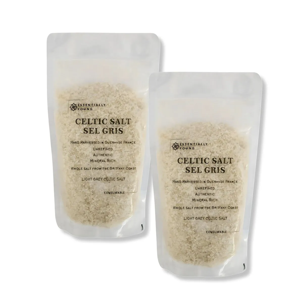 Celtic Salt Sel Gris Bundle Coarse | 2 x 400g Resealable Packets | EY
