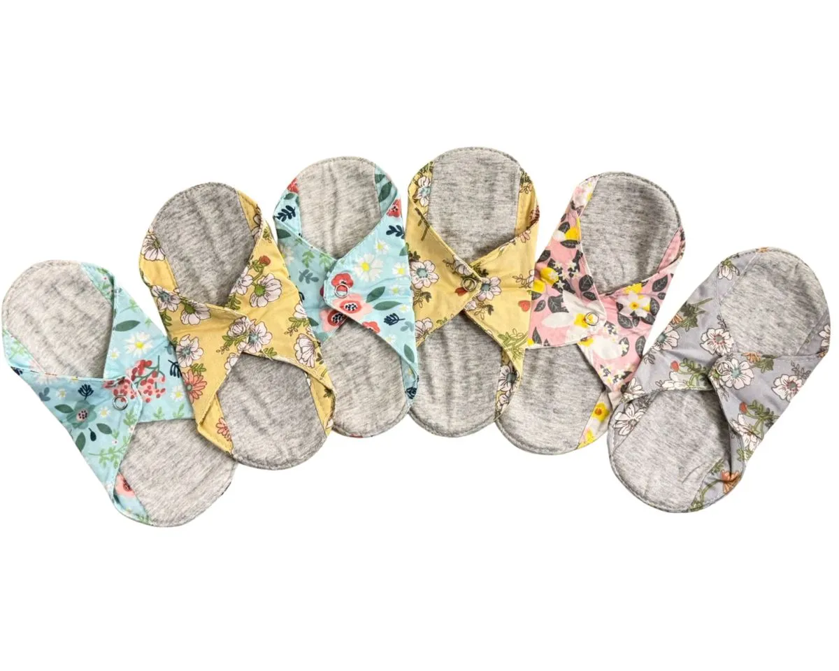 Floral Reusable Sanitary Pads 6-Pack- Small