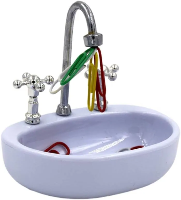 Office Stationery Novelty Magnetic Sink Shaped Paper Clip Storage Bowl 9cm