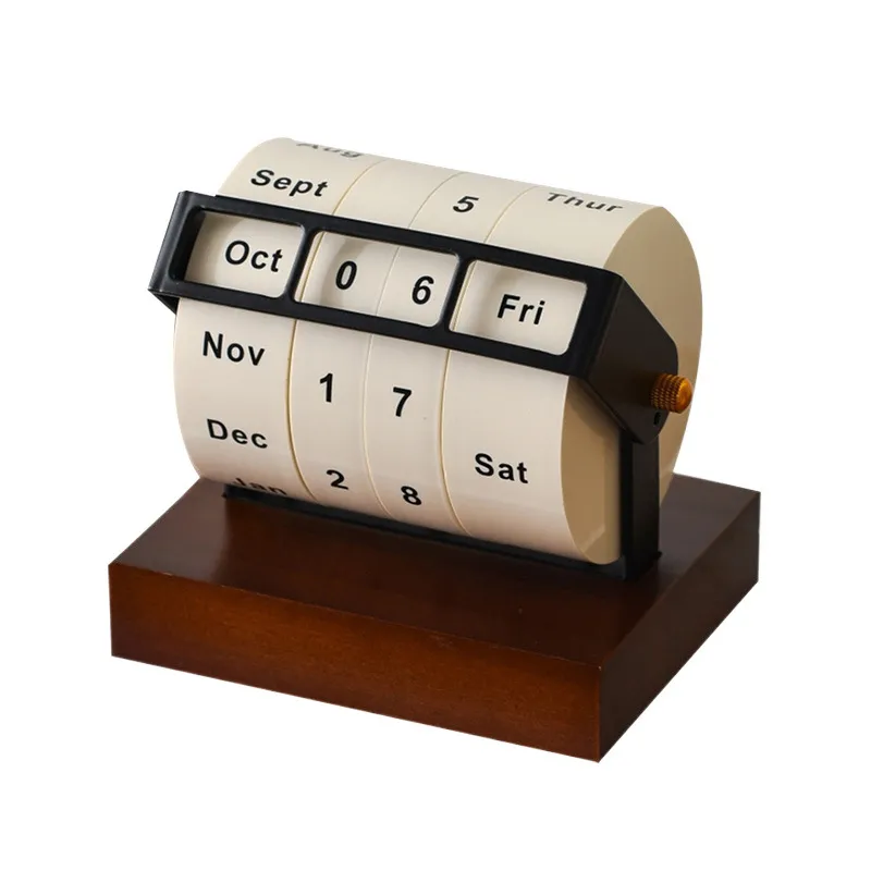 Wheel Calendar - Wooden Retro Creative Rotating Calendar Ornament