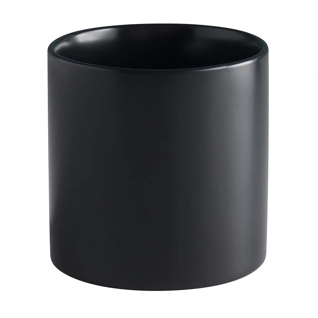 2 Pack - Round European Ceramic Style Flower Pot - Black
