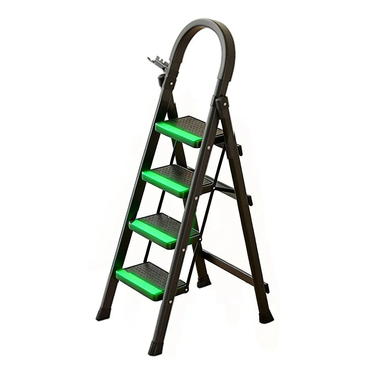 4-Step Folding Kitchen Step Stool Ladder with Roll of Glow Tape