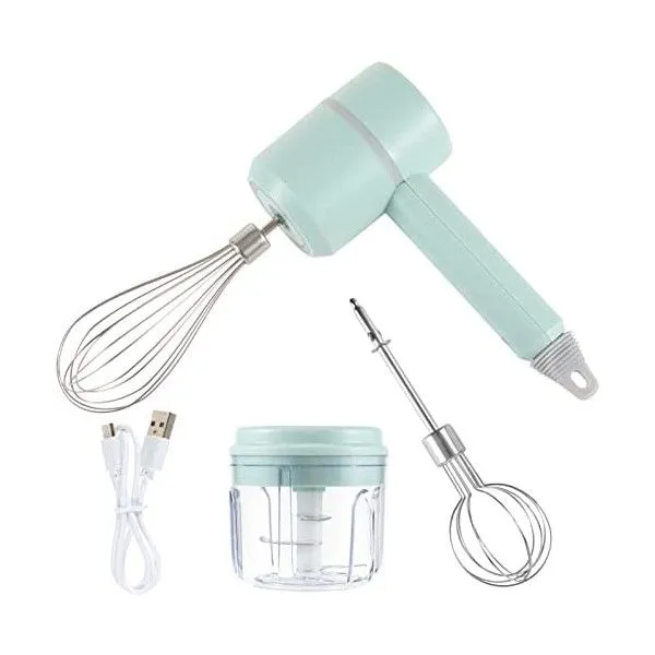 USB Rechargeable Wireless Hand Mixer - Blue