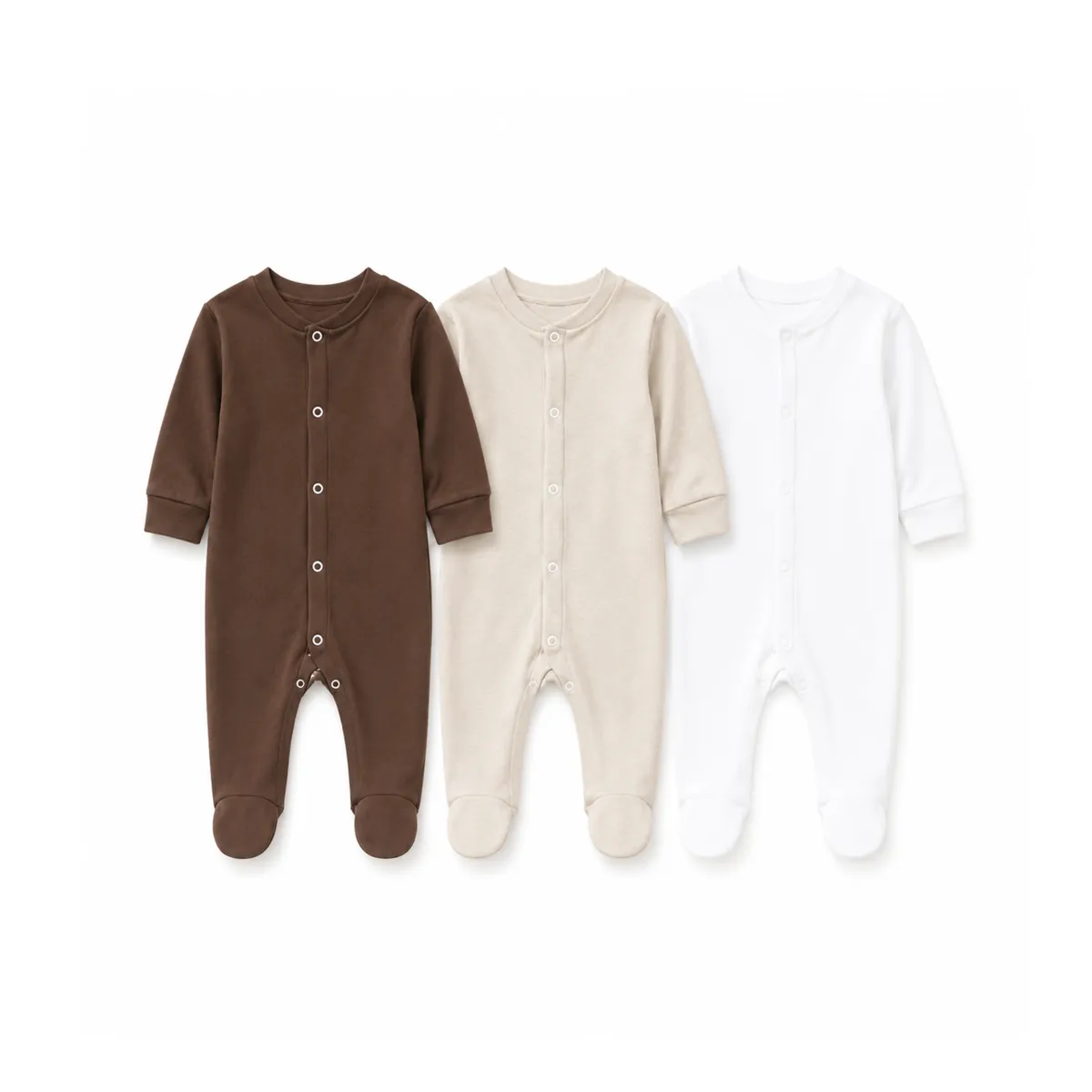 Footed romper - Chocolate/Oats/White