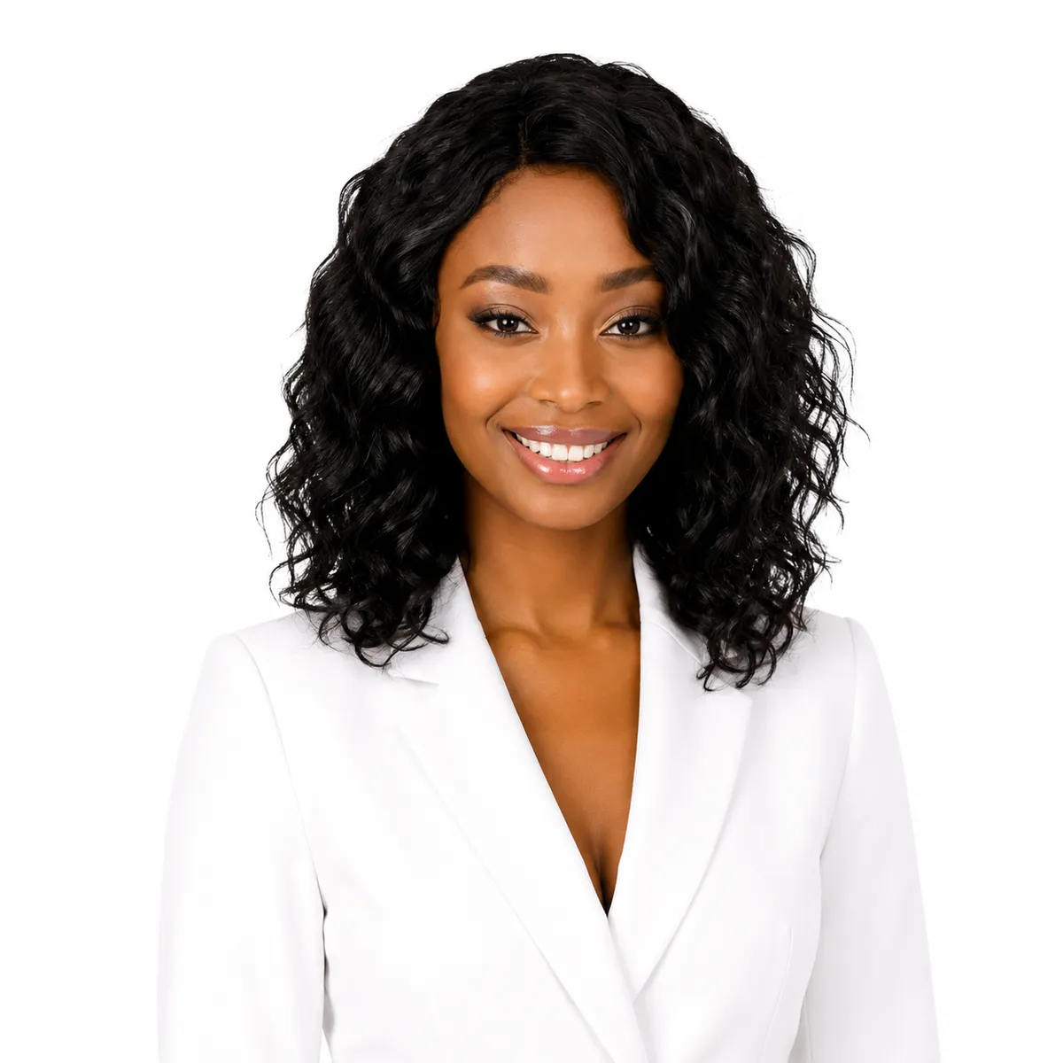 Joedir Peruvian Human Hair Wig 150% Density 14In Water Wave Glueless Wig - Black