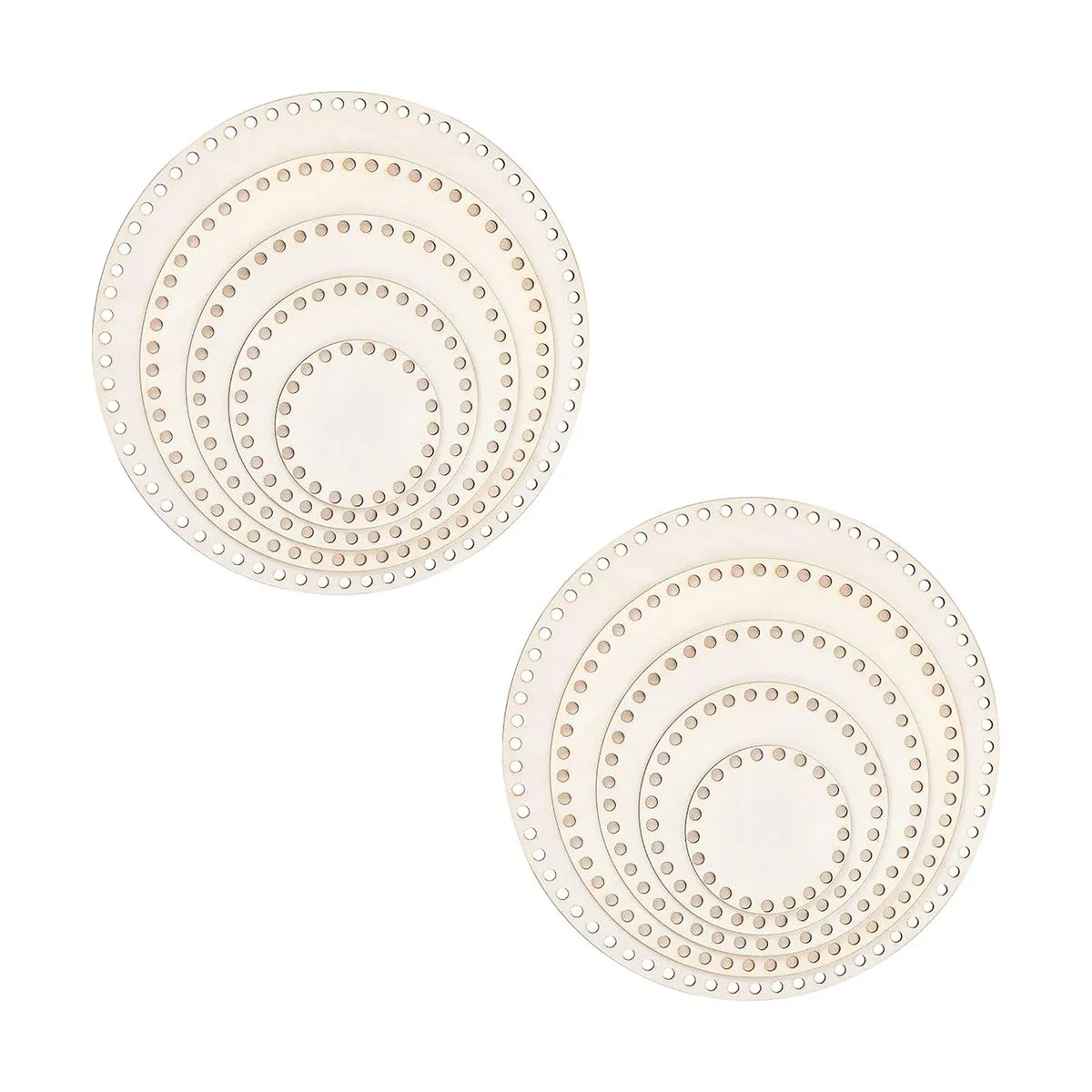 10Piece Wooden Basket Bottom for Crochet 5 Sizes DIY Round Knitting Base