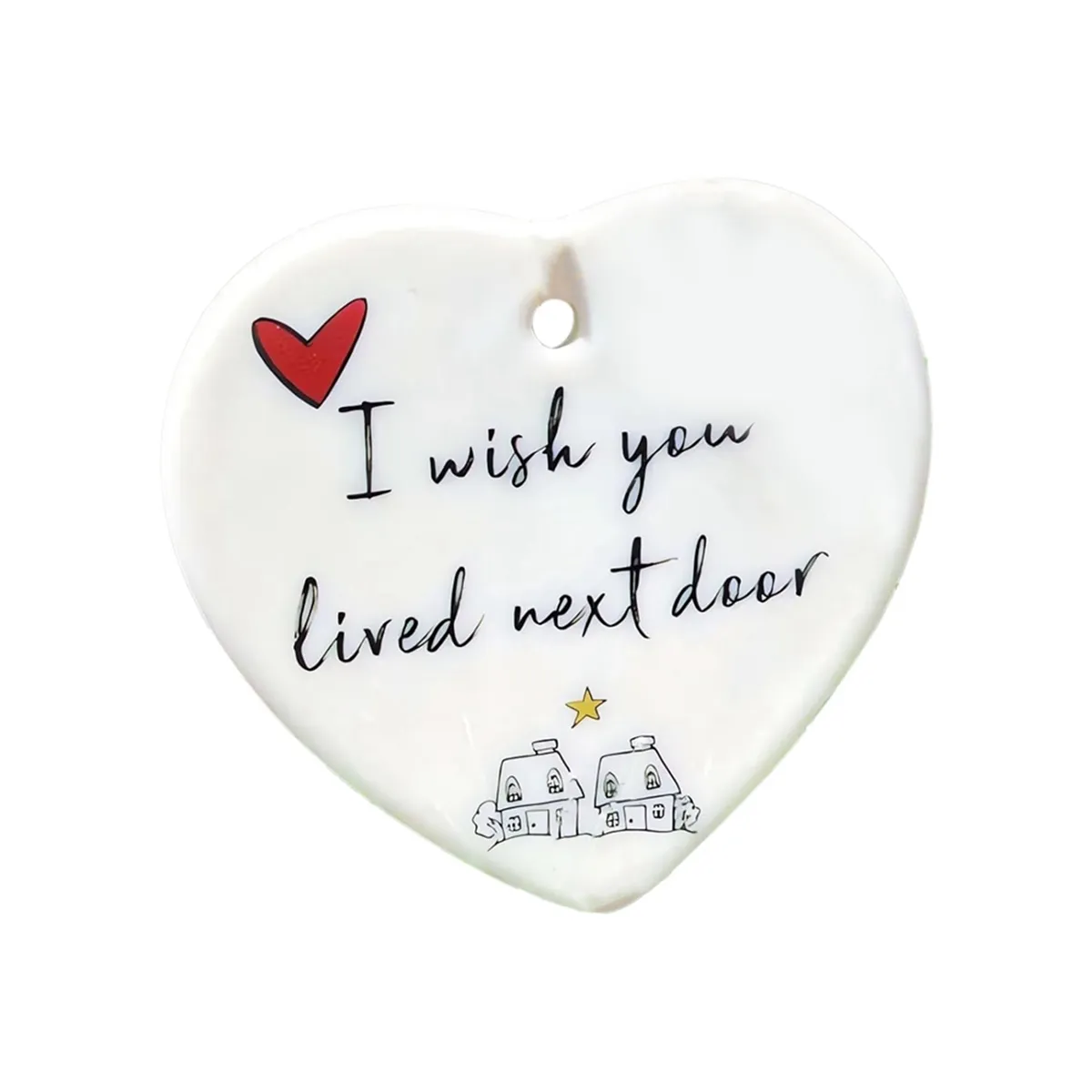 Christmas Decorations Heart Hanging Ornament Ceramics Ornament Decor