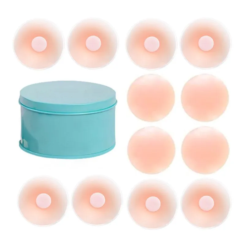 6 Pair Reusable Silicone Nipple Cover Adhesive With Metal Box
