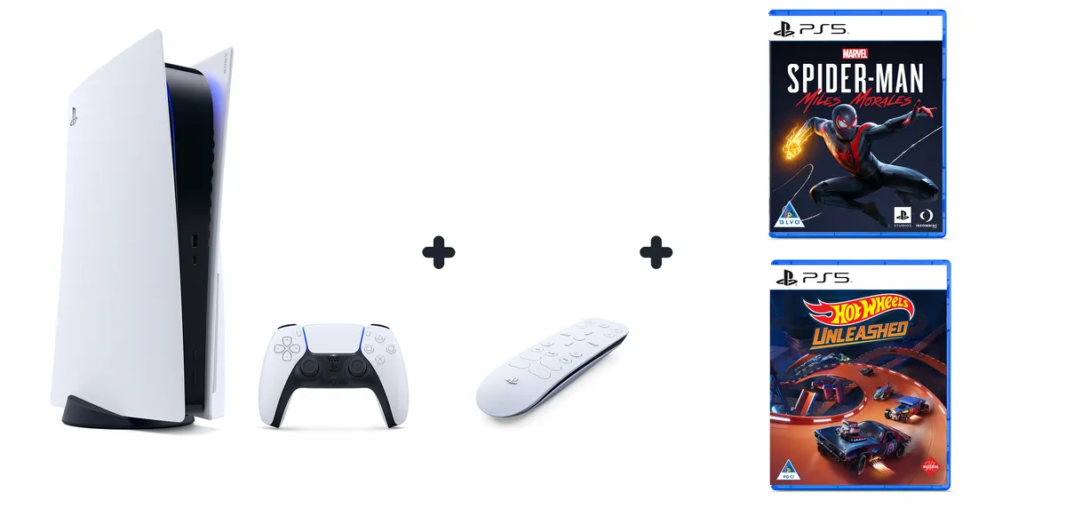 PlayStation 5 Console bundle with 2 games and media remote (PS5)