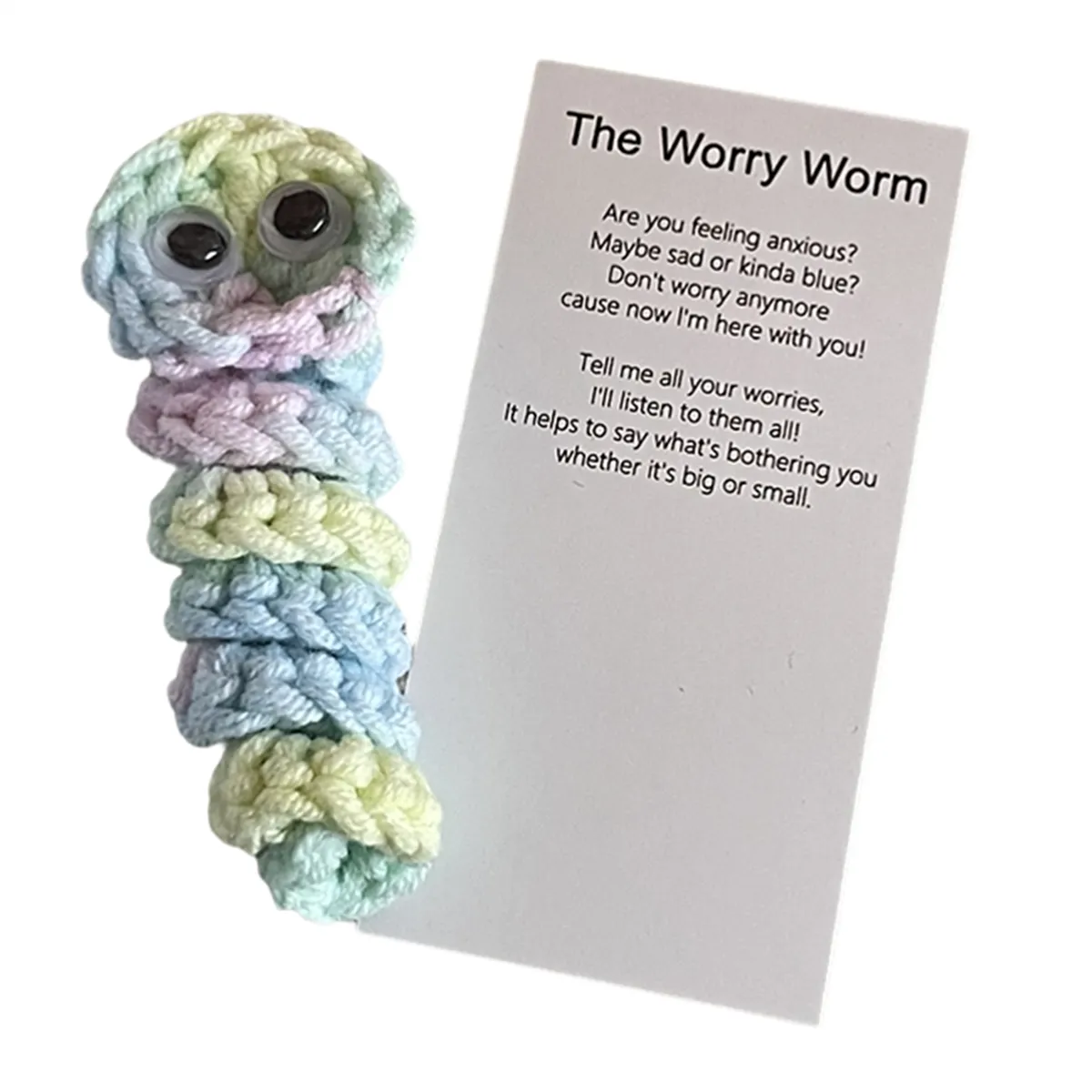 Crochet Worry Worm Inspirational Cares for You Cute Knitted Gift C