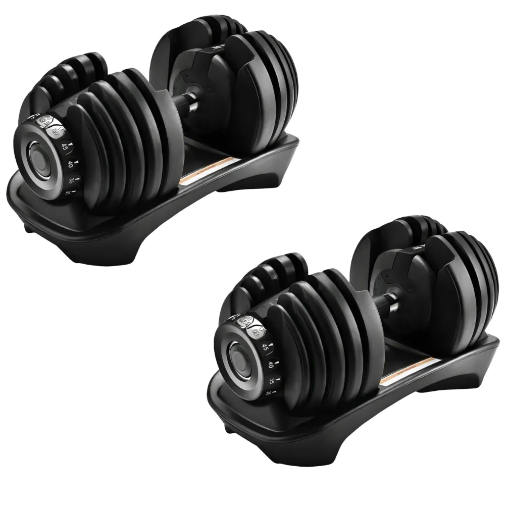 2-Piece Adjustable Dumbbell Set - Multi-Weight Home Gym Dumbbells Pair - Black