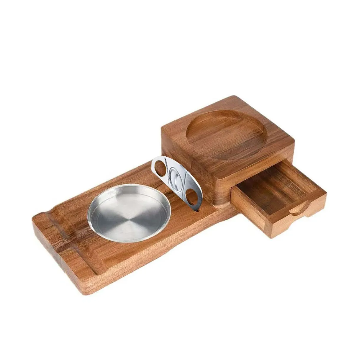 Cigar Ashtray Cigar Rest Wood Detachable Smokers Ashtray Whiskey Glass Tray