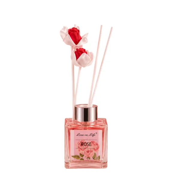 Rose Diffuser Home Fragrance 50ml with Decorative Flower Sticks