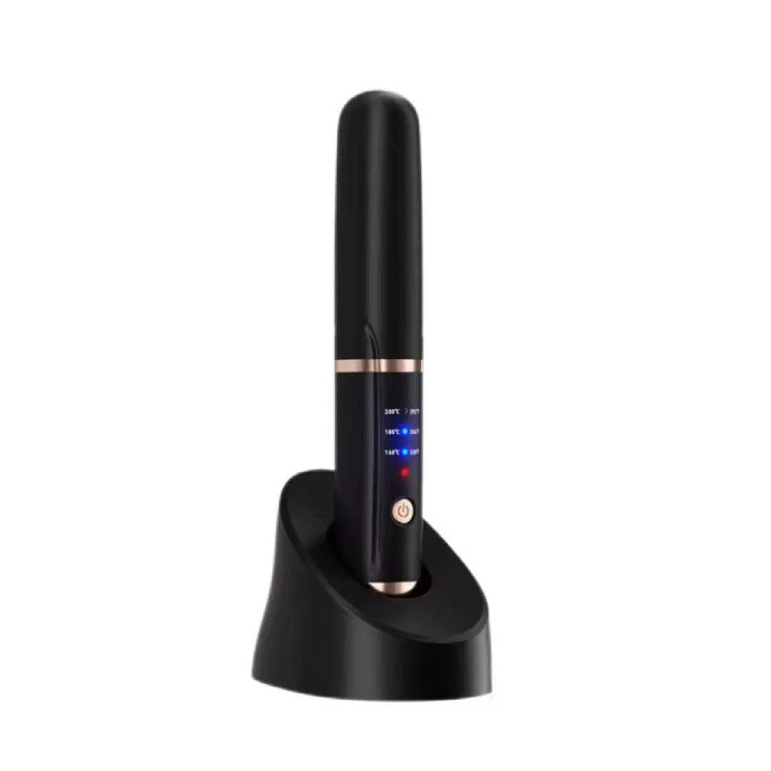 2-IN-1 Cordless Straightener Brush with Base - Black