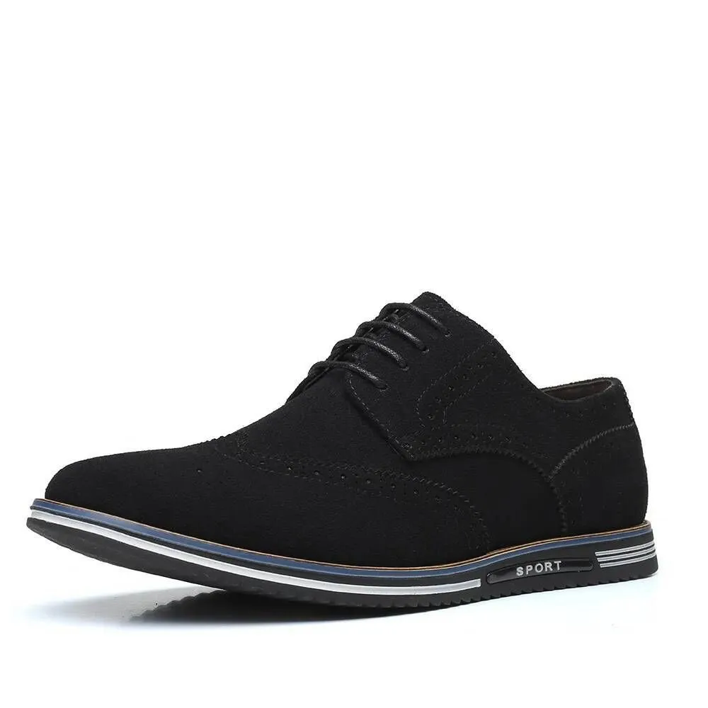 Men Brogue Casual Shoes Plus Size Suede Low Top British Style