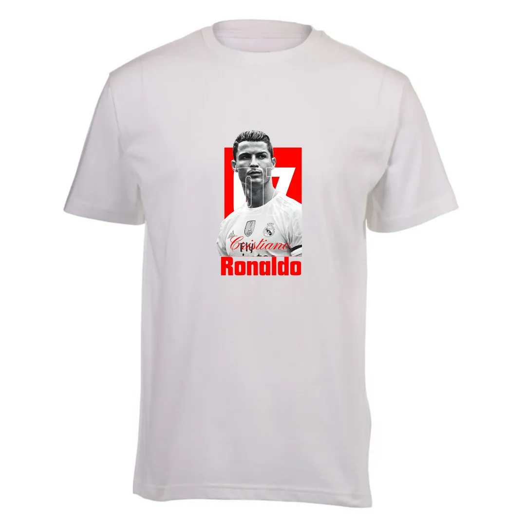 Kids White Short Sleeve T-shirt - Christiano Ronaldo Supporter T-shirt
