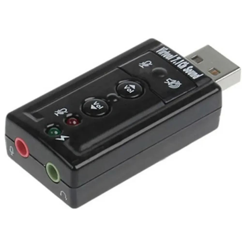 USB Adapter Sound Card with Headphones & Microphone Jack - USB 7.1