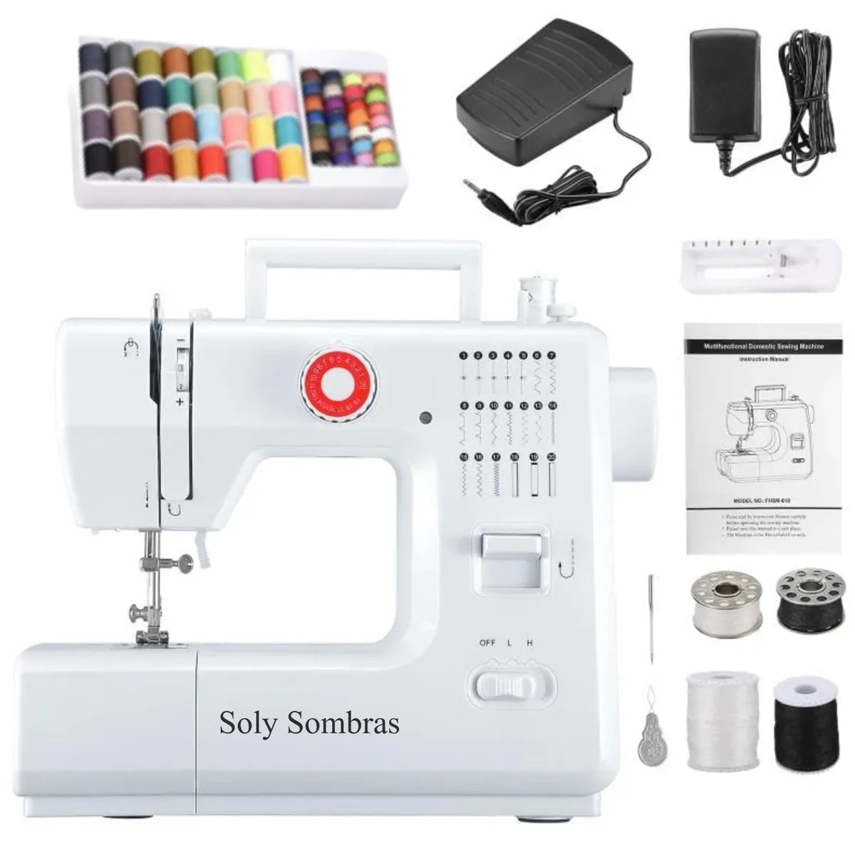 Soly Sombras Sewing Machine Kit with Foot Pedal for Beginners LED Light