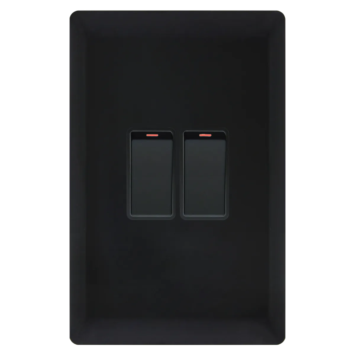 2 Lever 1 Way Light Switch 4x2 - Black