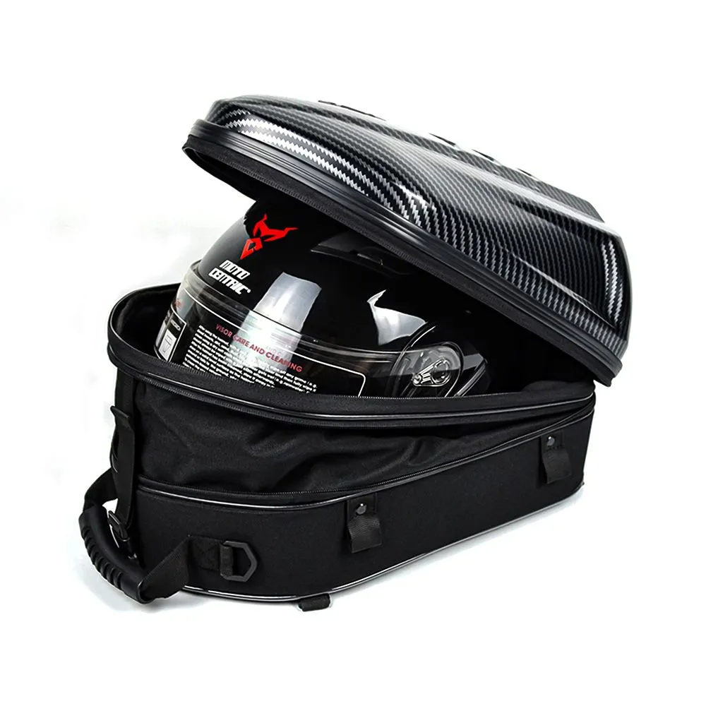 Motocentric Hard Shell Motorcycle Backpack, Waterproof Motorcycle Tail Bag - Grey