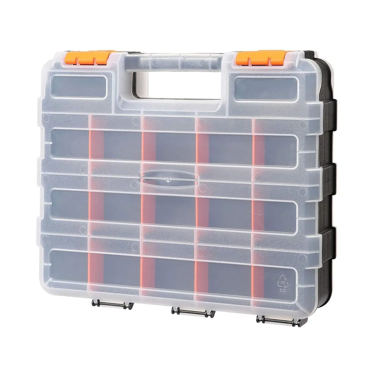 Double Side Tool Organizer With Removable Dividers, Hardware Box Storage