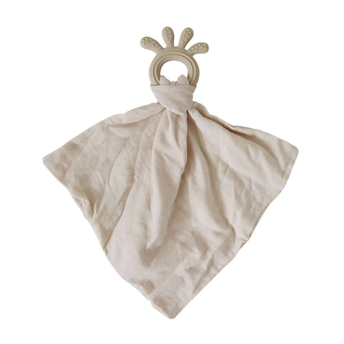 Back To Nature Silicone Teether Muslin Blankie - Beige