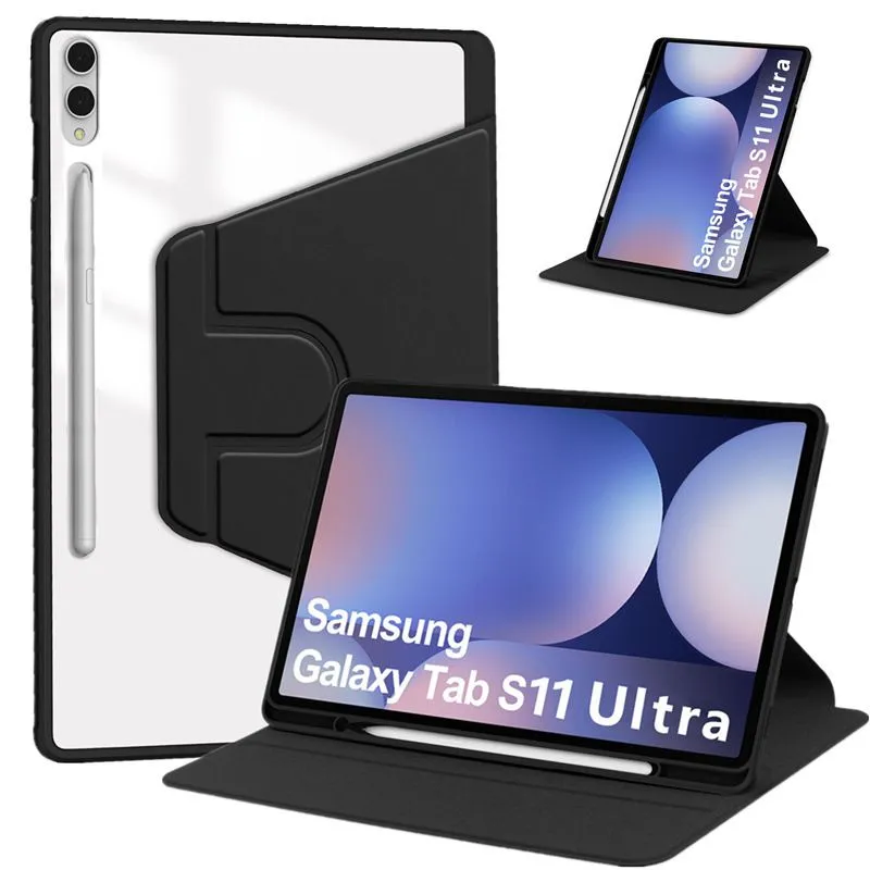 Foldable Stand Protective Case Compatible With Samsung Galaxy Tab S11 Ultra - Black