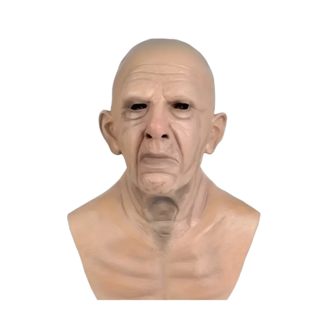 Realistic Elderly Bald Man Full-Head Mask