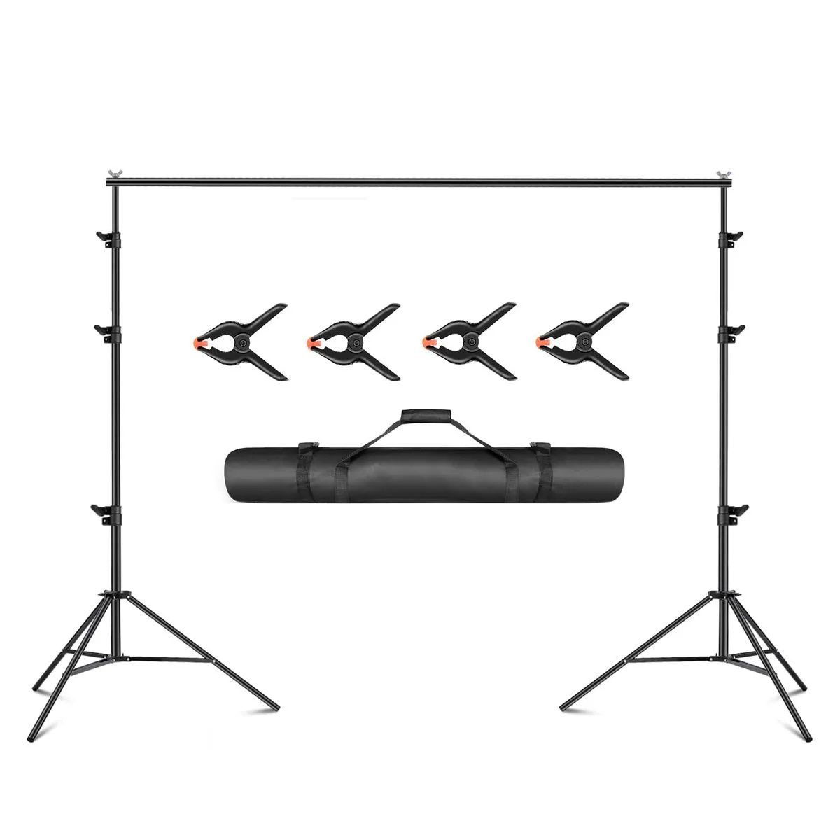 Adjustable Backdrop Stand Kit 2.6x3m Photo Video Support System with Clamps