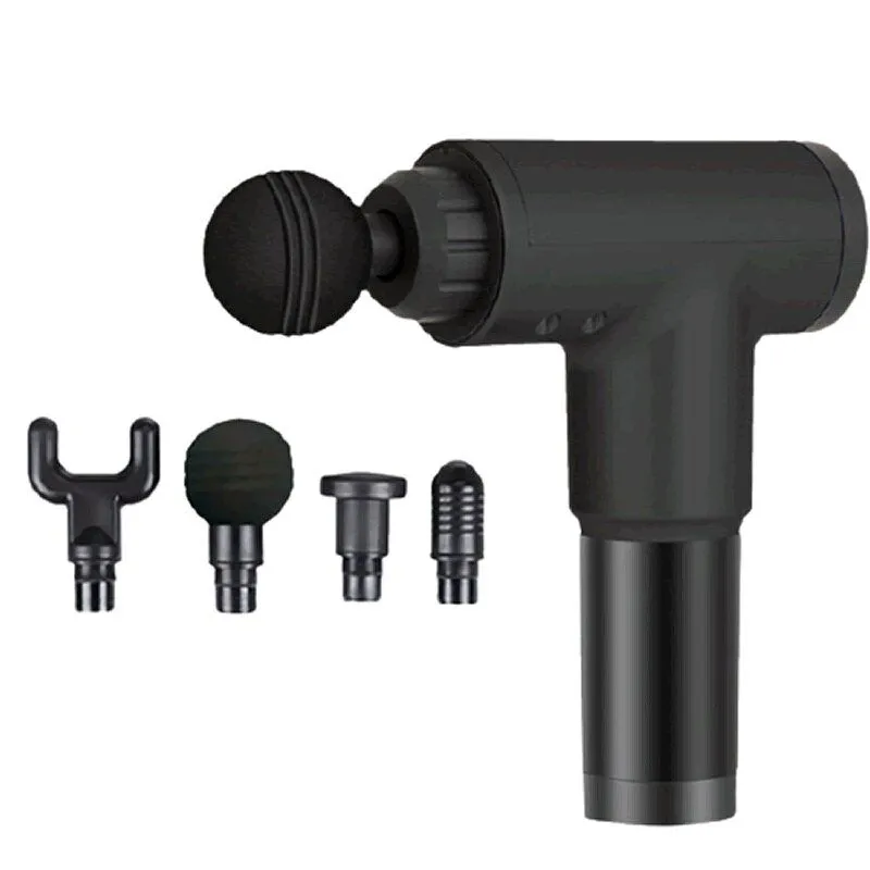 Muscle Pain Relief Fascial Body Massage Gun With 4 Massage Heads-HG-320 - Black